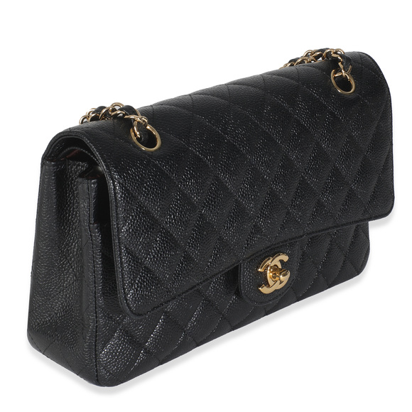 Chanel Black Quilted Caviar Medium Classic Double Flap Handbag - Picture 3 of 8